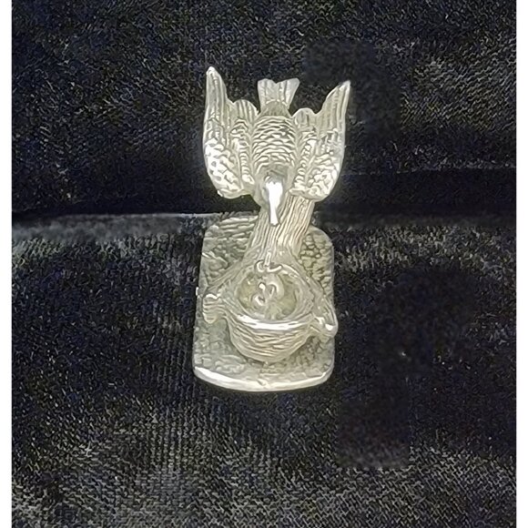 Vintage Cuteri Pewter Bird on Nest with Babies - Picture 2 of 9